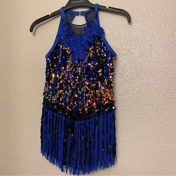 WEISSMAN Dance blue sequin fringe dress That's How You Jazz 13702 MC - Picture 2 of 10